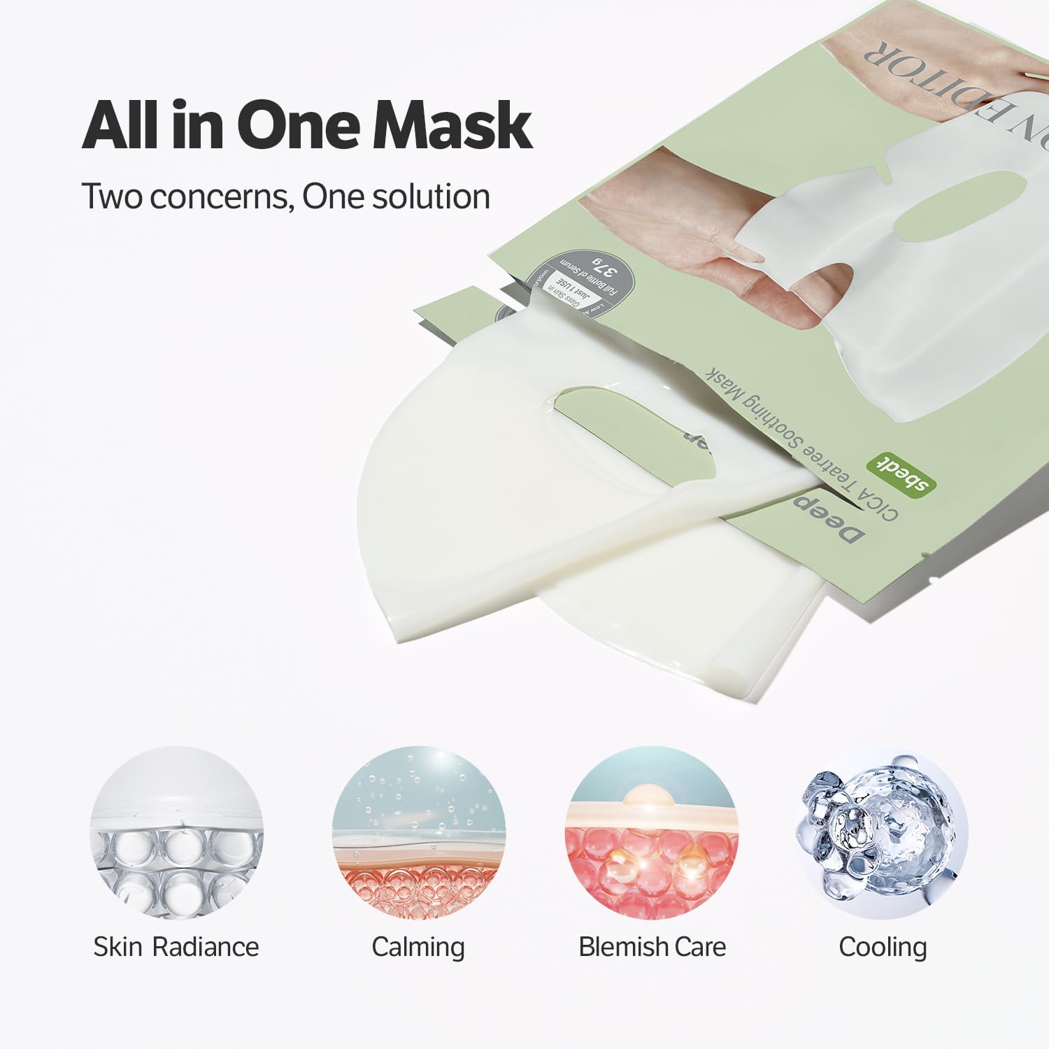 Deep Collagen Cica Teatree Soothing Mask (4pcs)
