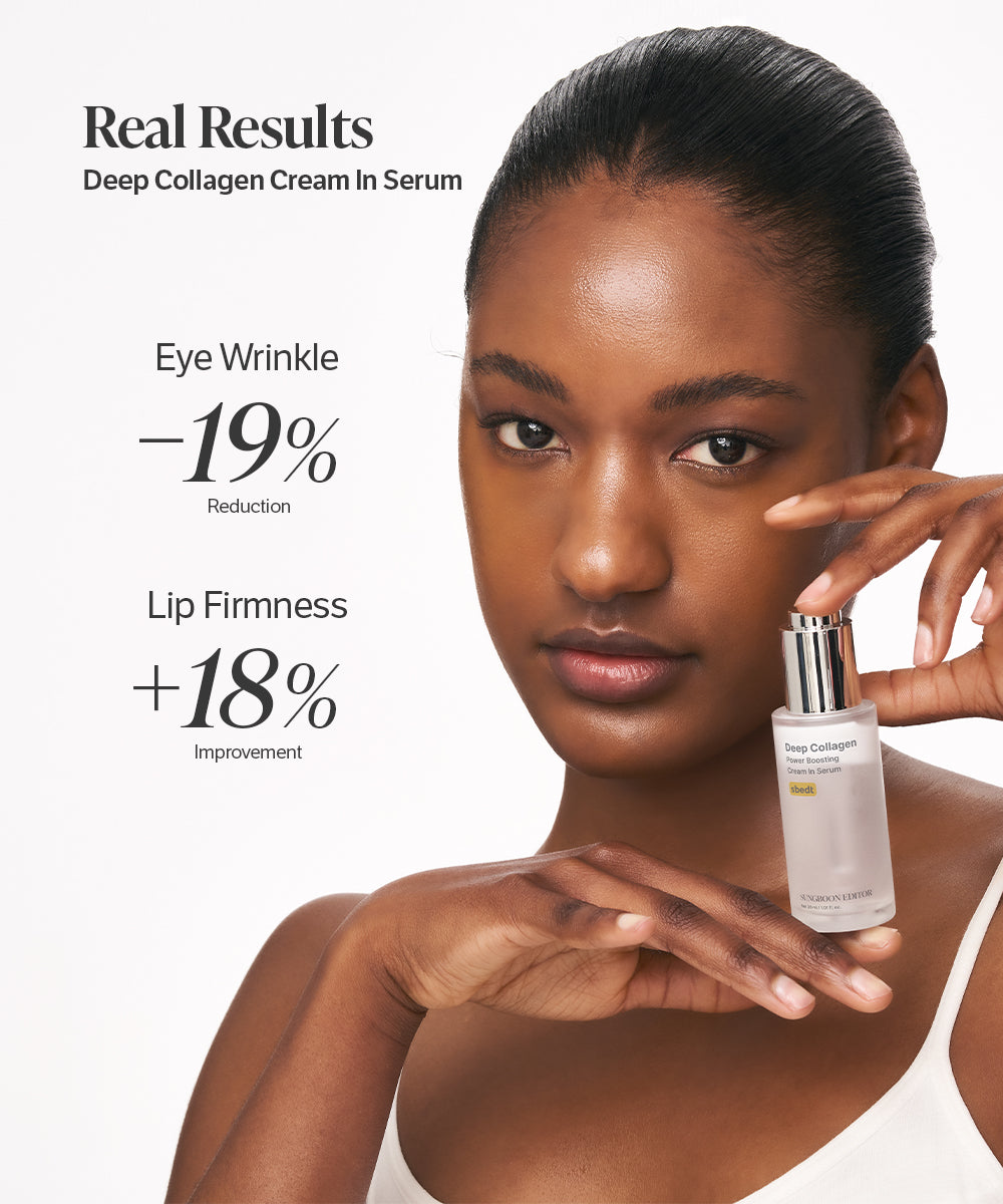 Real results with Deep Collagen Cream in Serum, 19% eye wrinkle reduction and 18% lip firmness improvement
