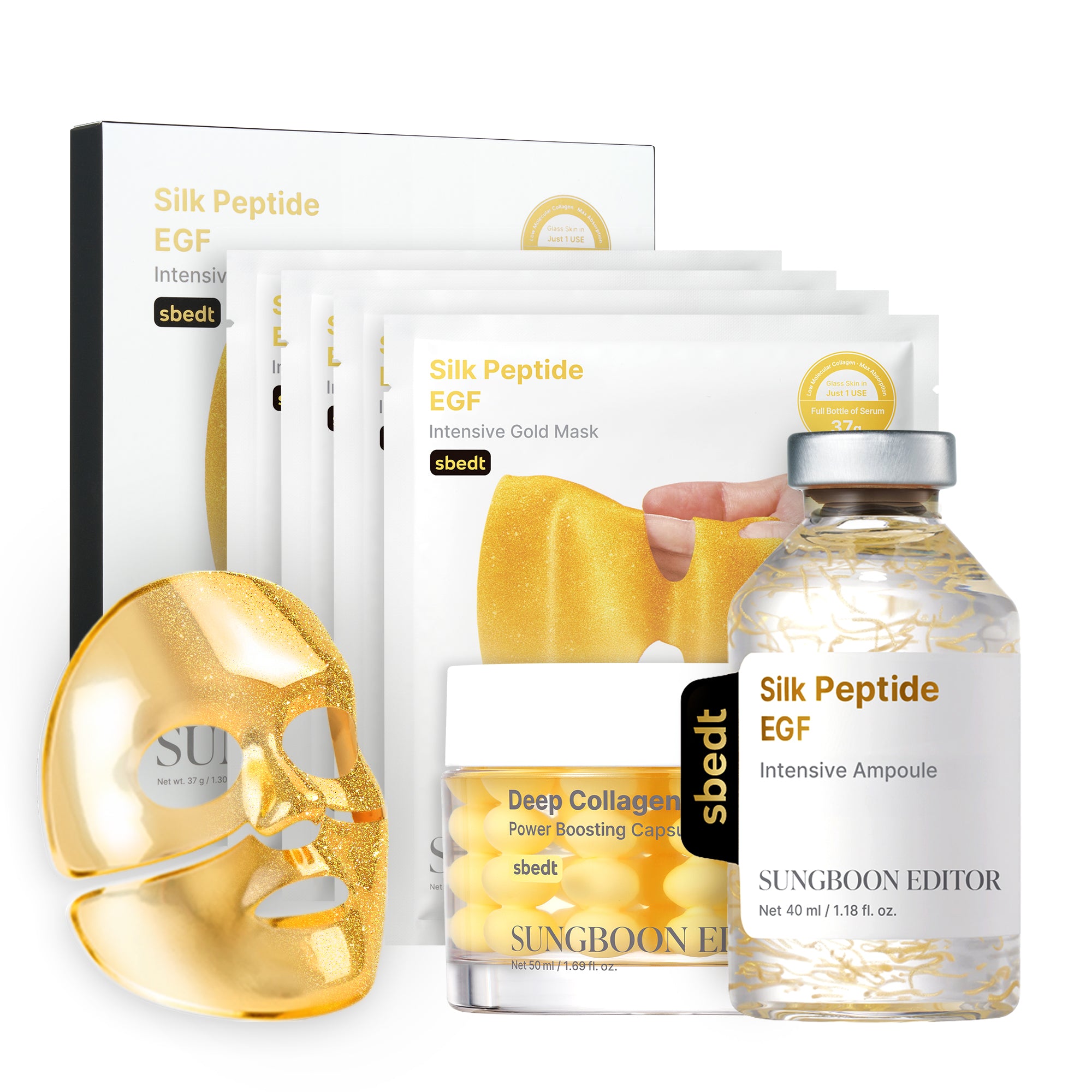 Silk Peptide Intensive Set_Silk Peptide EGF Intensive Ampoule
 + Deep Collagen Retinol Power Boosting Capsule Cream + Silk Peptide EGF Intensive Gold Mask